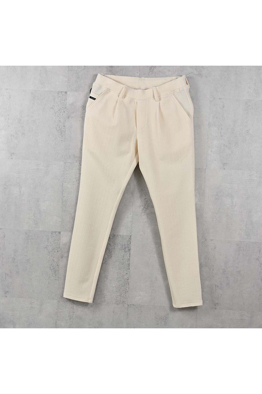 CHRIS EASY TUCK PANTS / ブリスターニット スラックスイージータックパンツ (オフホワイト) (4月中旬入荷予定) ※オーダー締切:2月15日(日)18時
