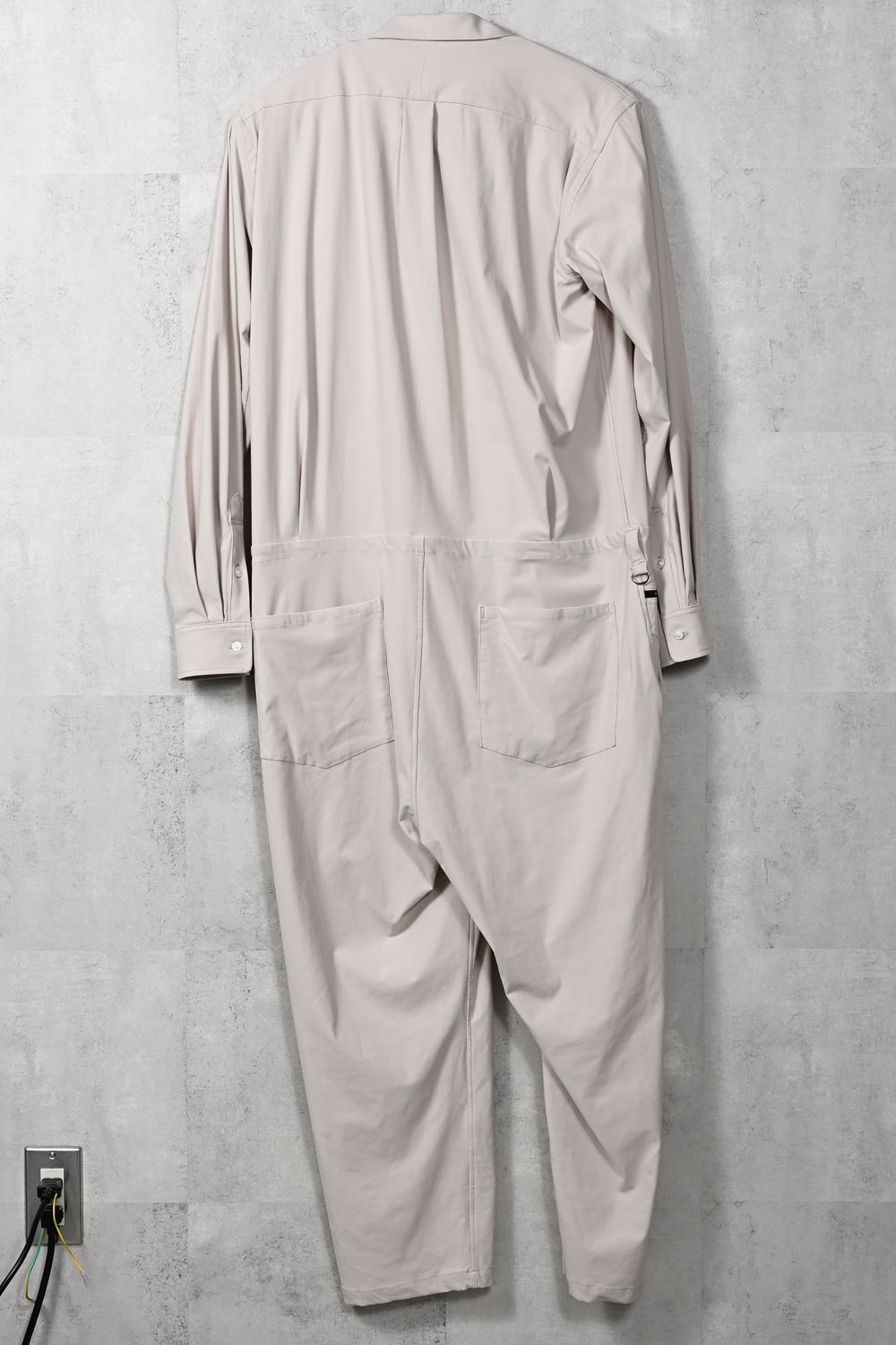 RAGE NYLON ALL IN ONE / ストレッチナイロン ロングスリーブ オープンカラーシャツ オールインワン (グレージュ) (3月中旬入荷予定) ※オーダー締切12/13(土)17:00