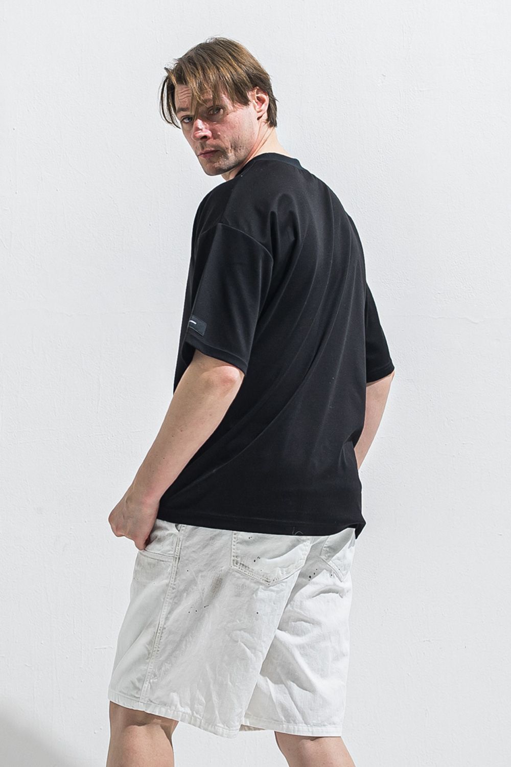 REV MESH OVER TEE / ナイロンメッシュ オーバーサイズ Tシャツ （ブラック） (6月中旬入荷予定) ※オーダー締切:2月15日(日)18時