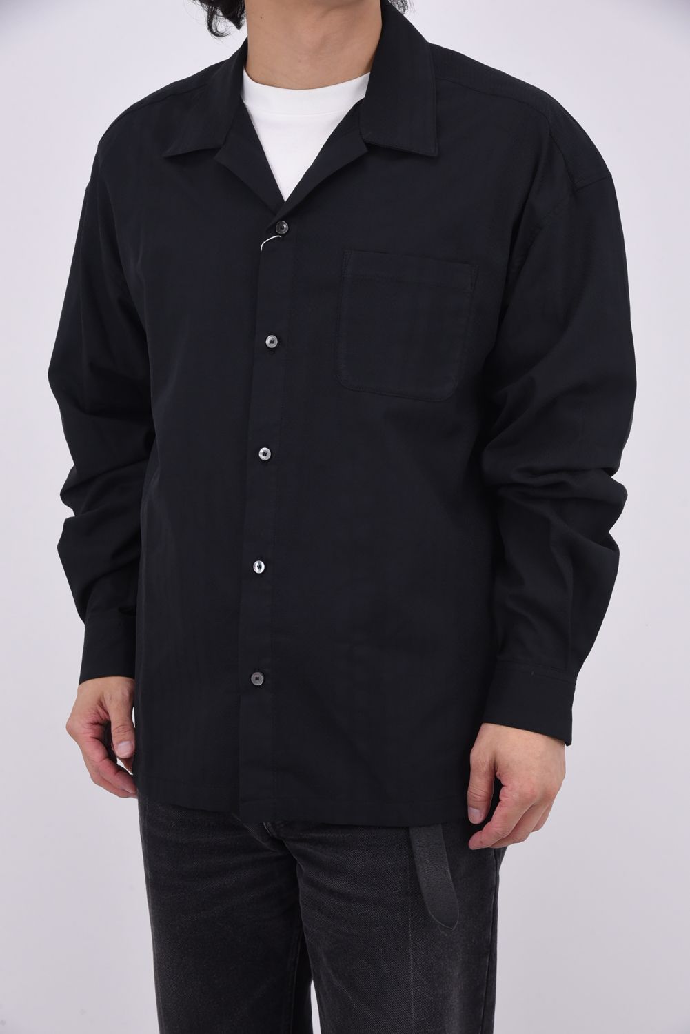 ZACK SHIRTS / Aラインシルエット オープンカラーシャツ ブラック