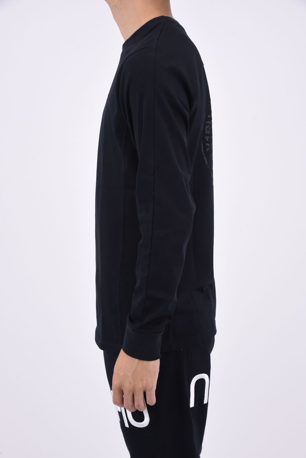 CIRCLE LOGO RHINESTONE LONG SLEEVE T-SHIRT / サークルロゴ ラインストーン ロングスリーブ Tシャツ ブラック