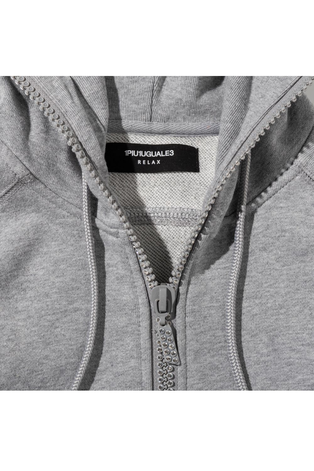 GLITTER ZIP + PLATE HOODIE / シルバーロゴプレートスウェットパーカー (グレー) (9月上旬入荷予定)