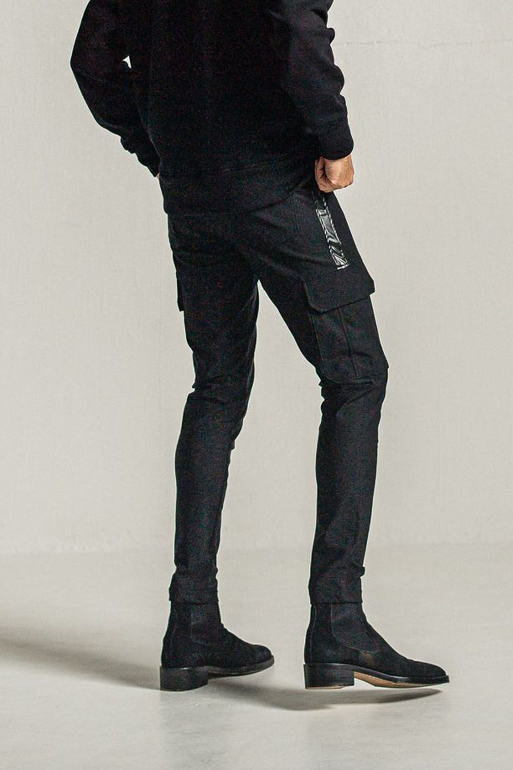 DARRELL HEAT CARGO PT / 【定番商品】 裏ボアフリース ナイロンストレッチ カーゴパンツ ブラック