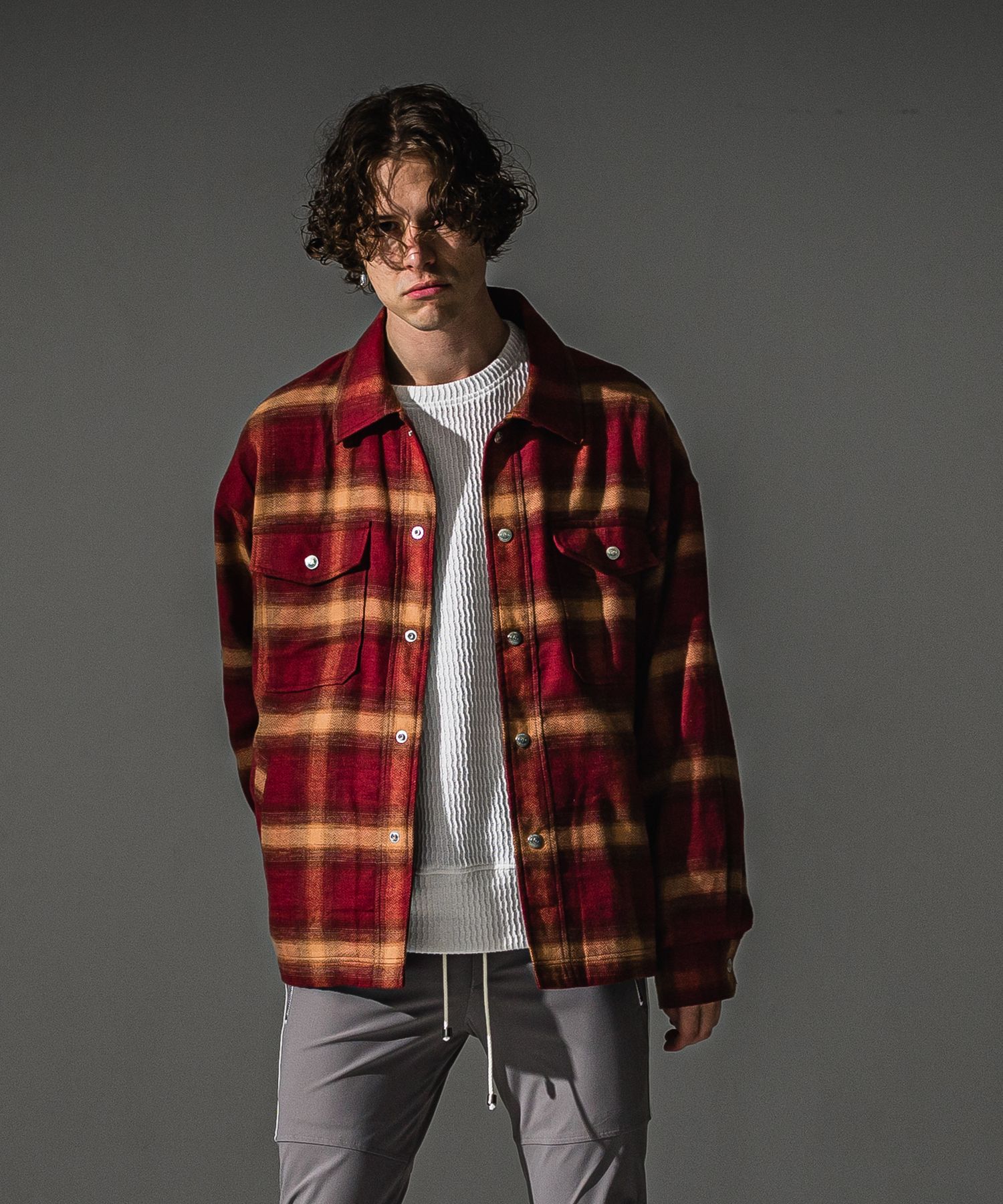 flannel check JK  / オンブレチェック ネルシャツジャケット (レッド) (8月末入荷予定) ※オーダー締切:5月23日(土)17時