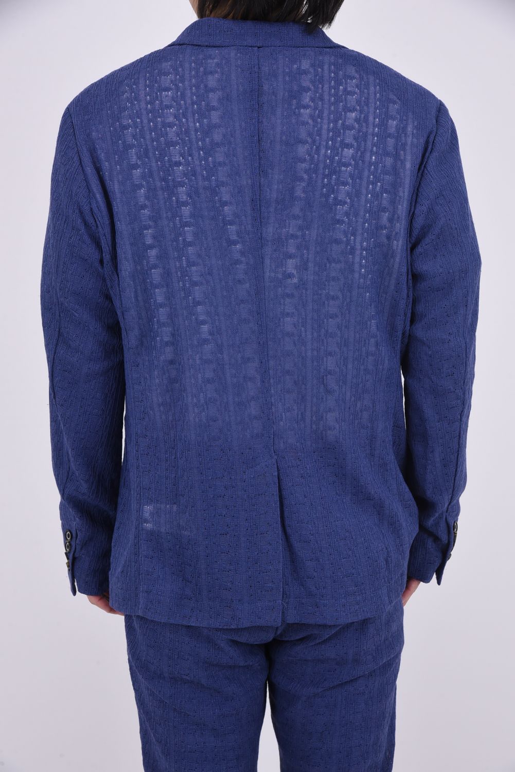 【26SS】【セットアップ】 LINEN TOUCH JACQUARD JACKET & SLACKS / リネンタッチ テーラードシングルジャケット&イージースラックス (ブルー)