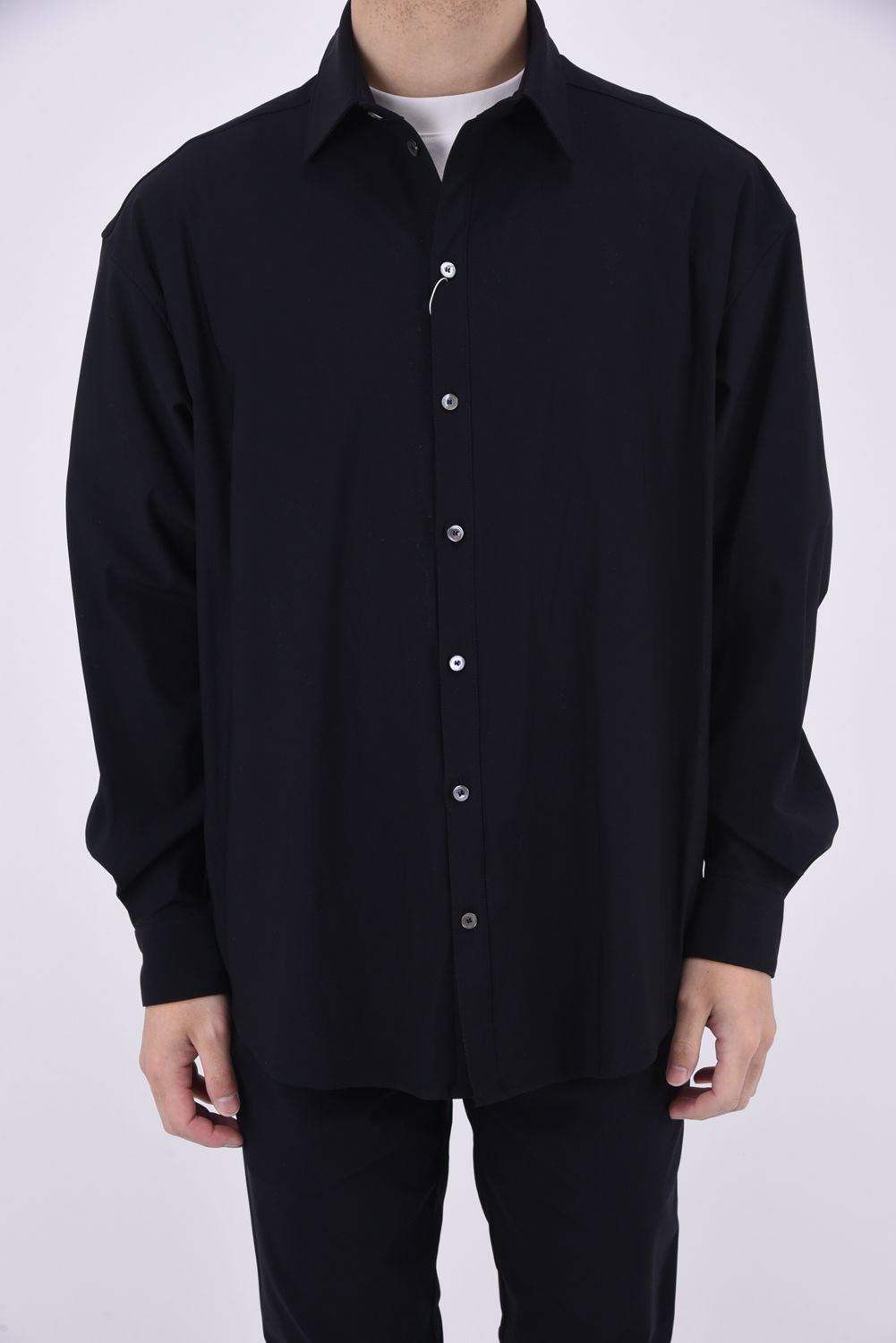 NYLON JACK SHIRTS / 【定番】 Aラインシルエット ナイロンシャツ ブラック