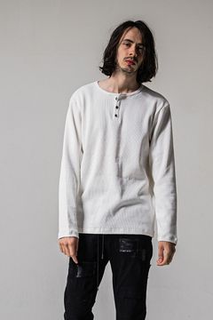 WAFFLE HENRY TEE / ワッフル ヘンリーTシャツ (ホワイト) (1月中旬入荷予定)
