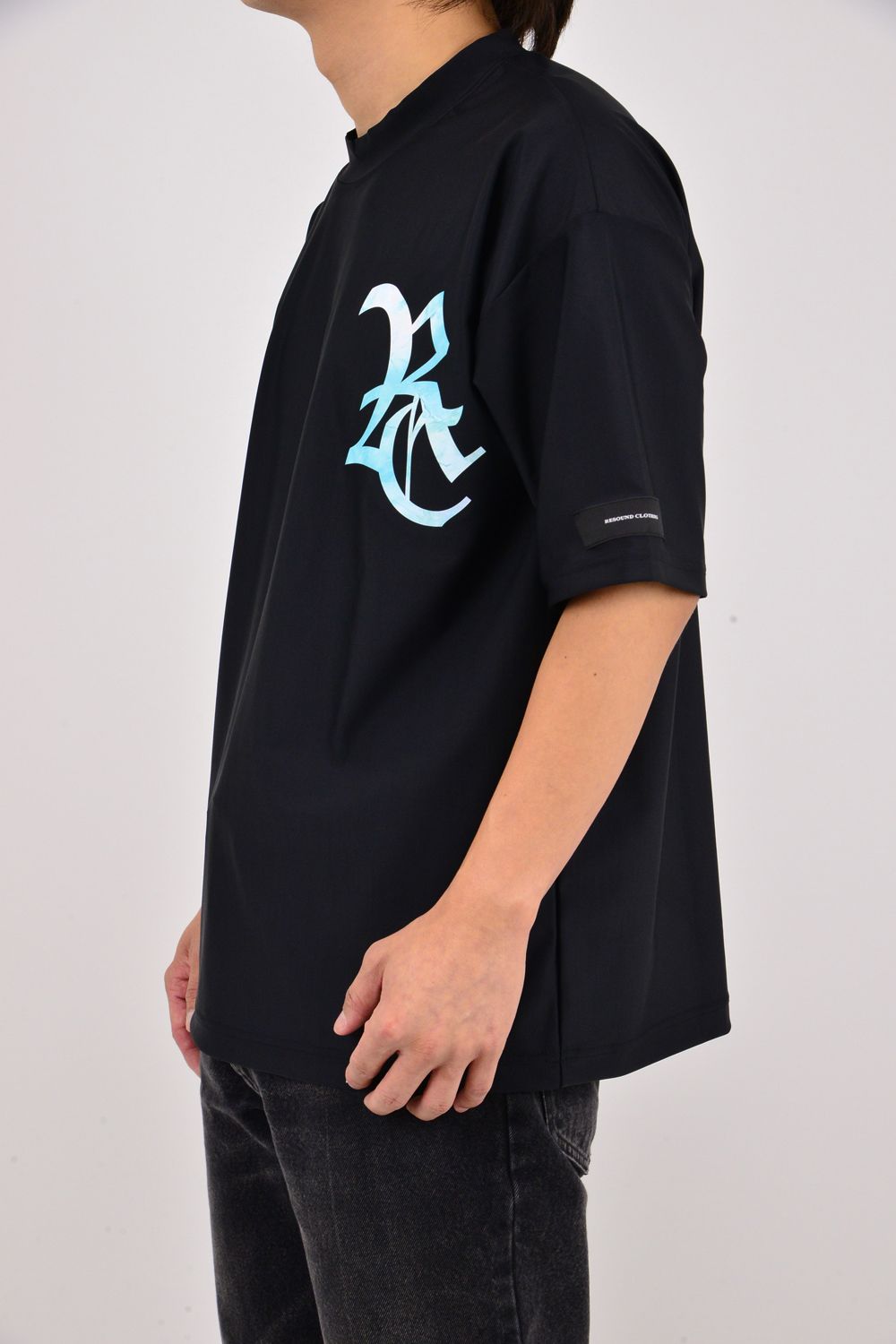 RC RUSH OVER TEE / ロゴ ラッシュガード オーバーサイズ Tシャツ （ブラック/ブルーグリーン）