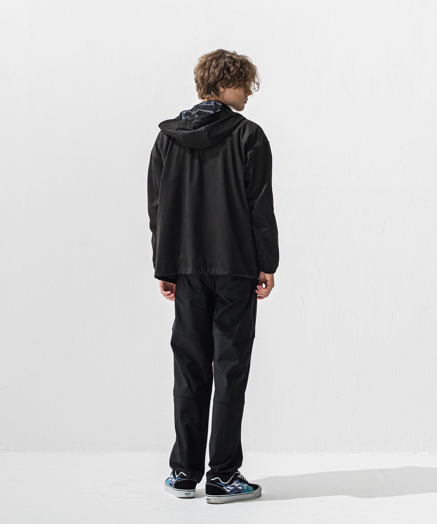 JOHNSON LINE HEATWIDE TUCK PT / 裏起毛 ハイブリットジャージー セミワイド ラインパンツ (ブラック/ブラック) (10月下旬入荷予定) ※オーダー締切:9月7日(月)17時