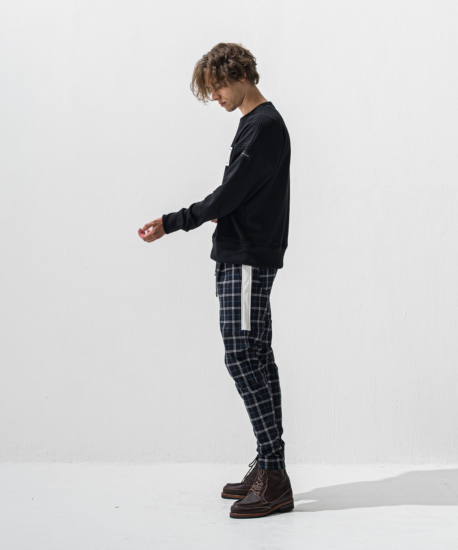 BOX VELOURS FLEECE DROP TRAINER / ボックスロゴ 裏起毛 ルーズトレーナー (ブラック) (11月上旬入荷予定) ※オーダー締切:9月7日(月)17時