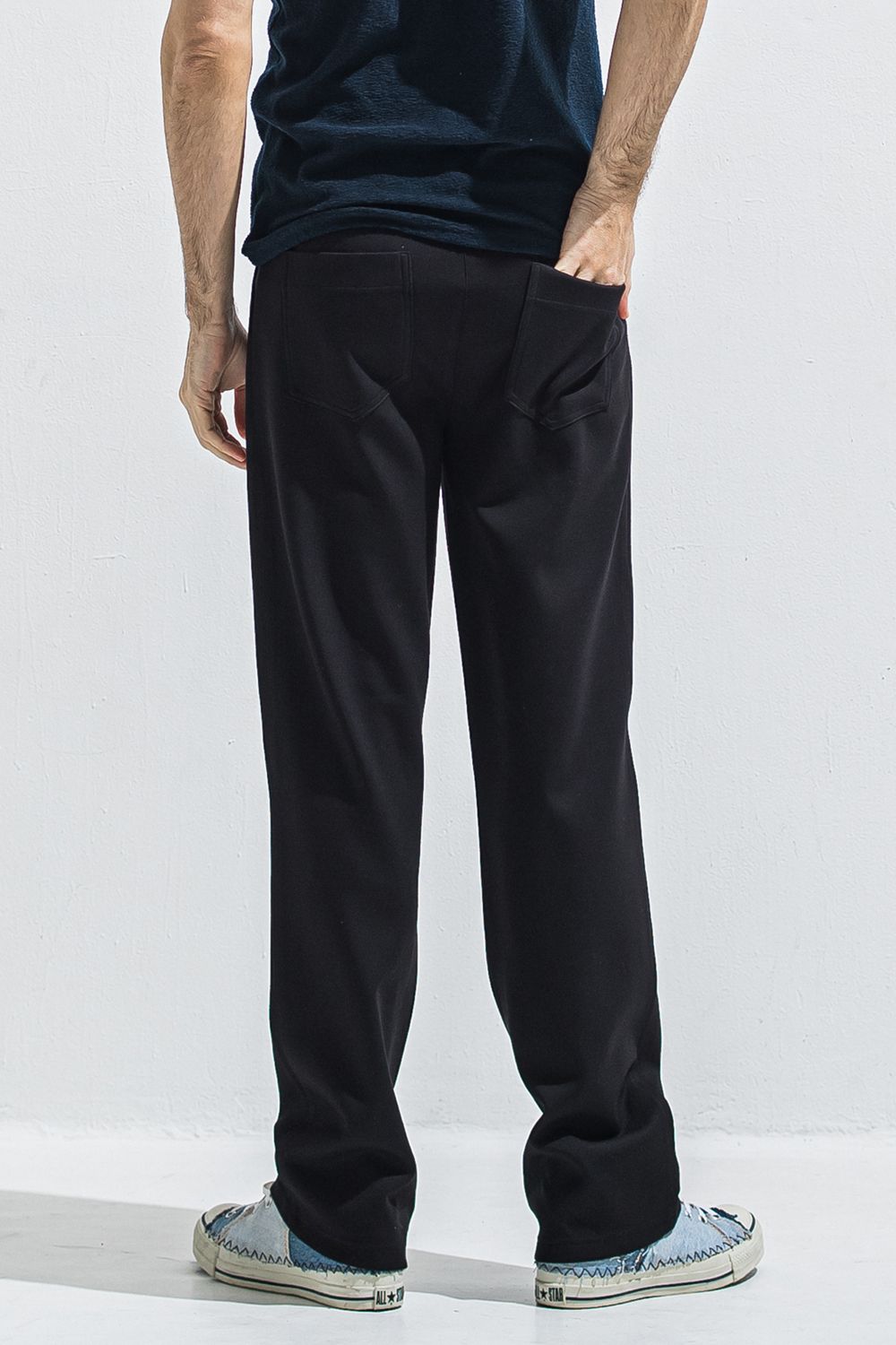 SEMI WIDE TUCK PANTS / ダンボール素材 セミワイド ワンタックイージーパンツ (ブラック) (4月中旬入荷予定) ※オーダー締切:2月15日(日)18時