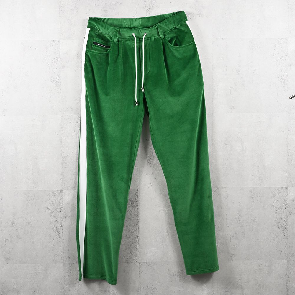 VELOUR SEMIWIDE TUCK PT / ベロア トラックパンツ (グリーン) (9月中旬入荷予定) ※オーダー締切:5月23日(土)17時