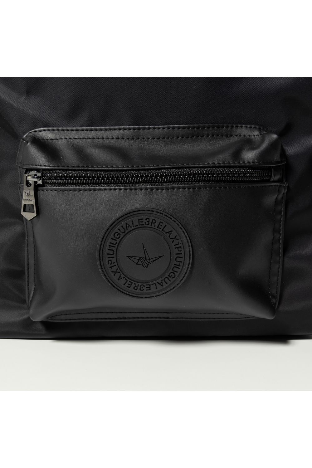 PLUS BAG TOTE BACK / サークルロゴ  ナイロン トートバッグ ブラック