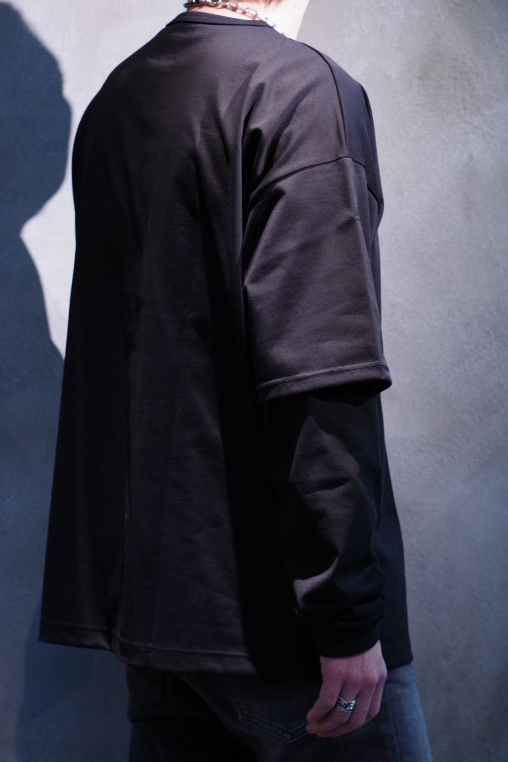 【gossip別注】 FAKE LAYERED LONGSLEAVE / ロングスリーブフェイクレイヤードTシャツ ブラック