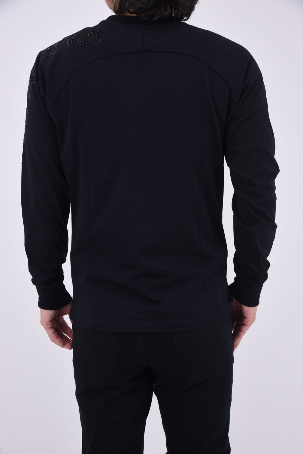 SLEEVE RHINESTONE LONG T-SHIRT / スリーブ ラインストーン ロングTシャツ ブラック