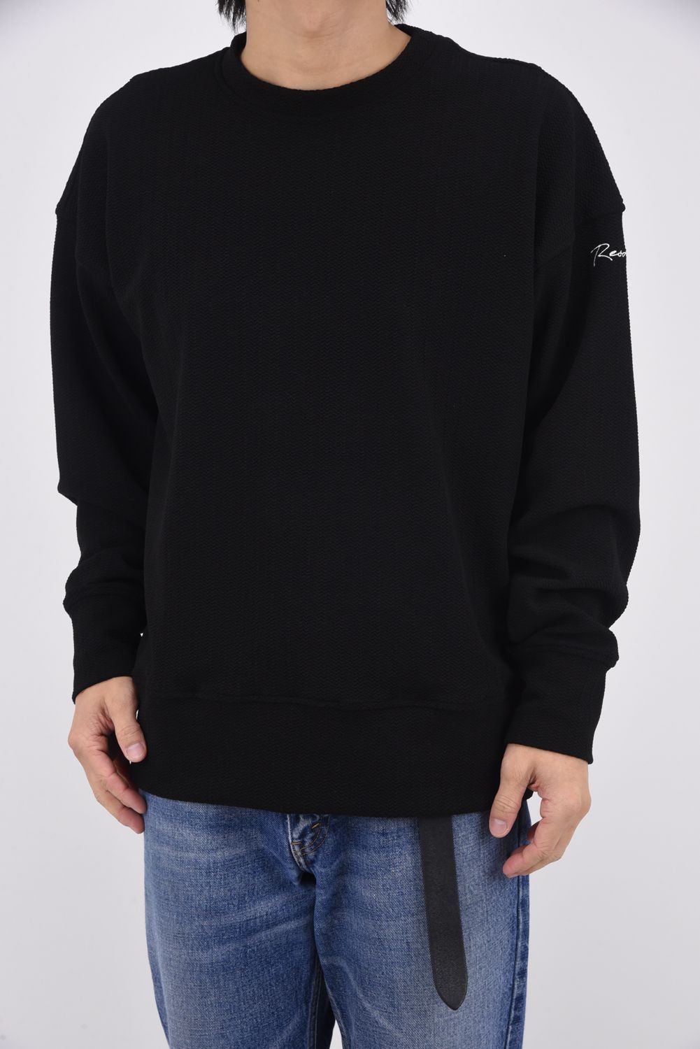 【26SS 39th】 BLISTER TRAINER / オーバーサイズ ブリスターニットトレーナー (ブラック)