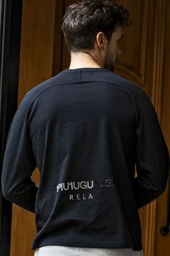 RHINESTONE LONG T-SHIRT / ラインストーン バックロゴ ロングTシャツ (ブラック)