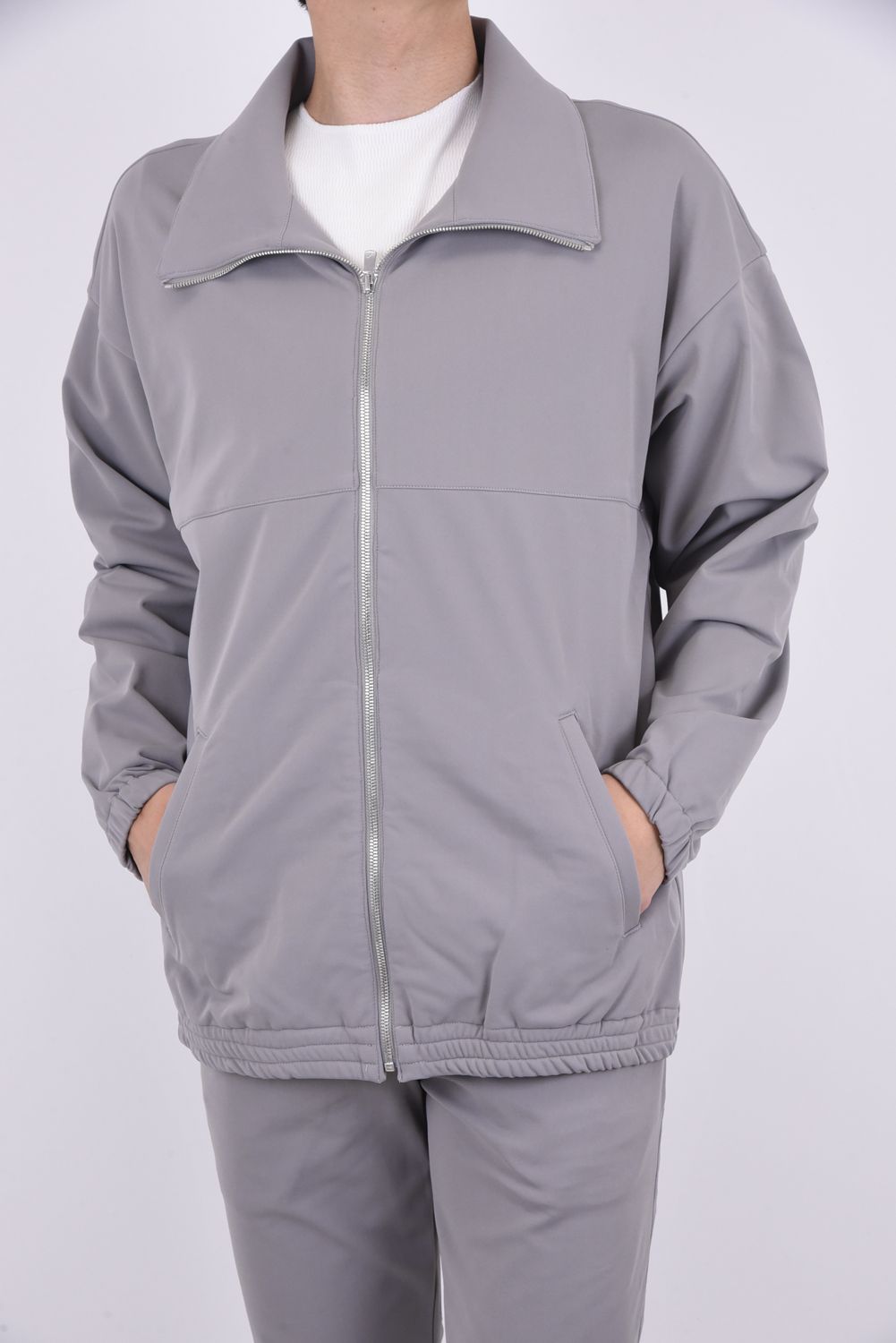 NYLON FLEECE OVER TRACK JK / 裏起毛 高機能ナイロンマイクロファイバー トラックジャケット グレー