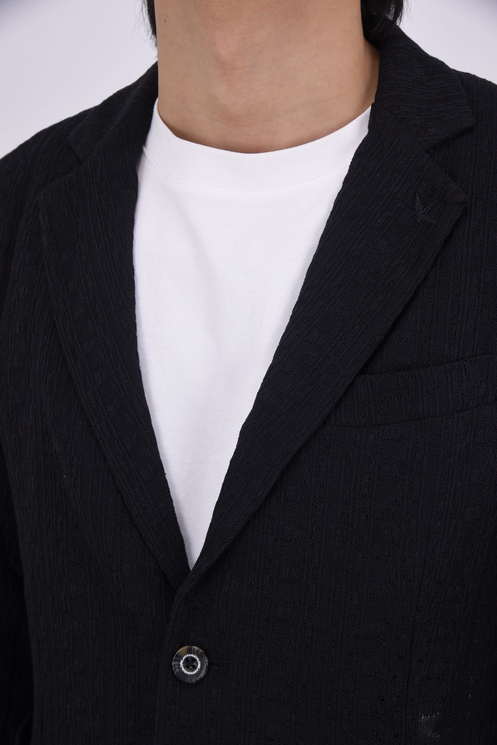 【26SS】【セットアップ】 LINEN TOUCH JACQUARD JACKET & SLACKS / リネンタッチ テーラードシングルジャケット&イージースラックス (ブラック)