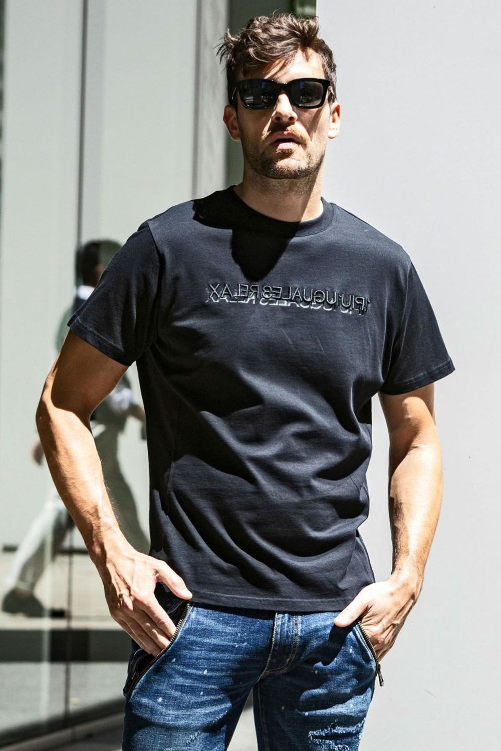 2-TIER LOGO T-SHIRT / 2ティア クルーネック Tシャツ (ブラック)
