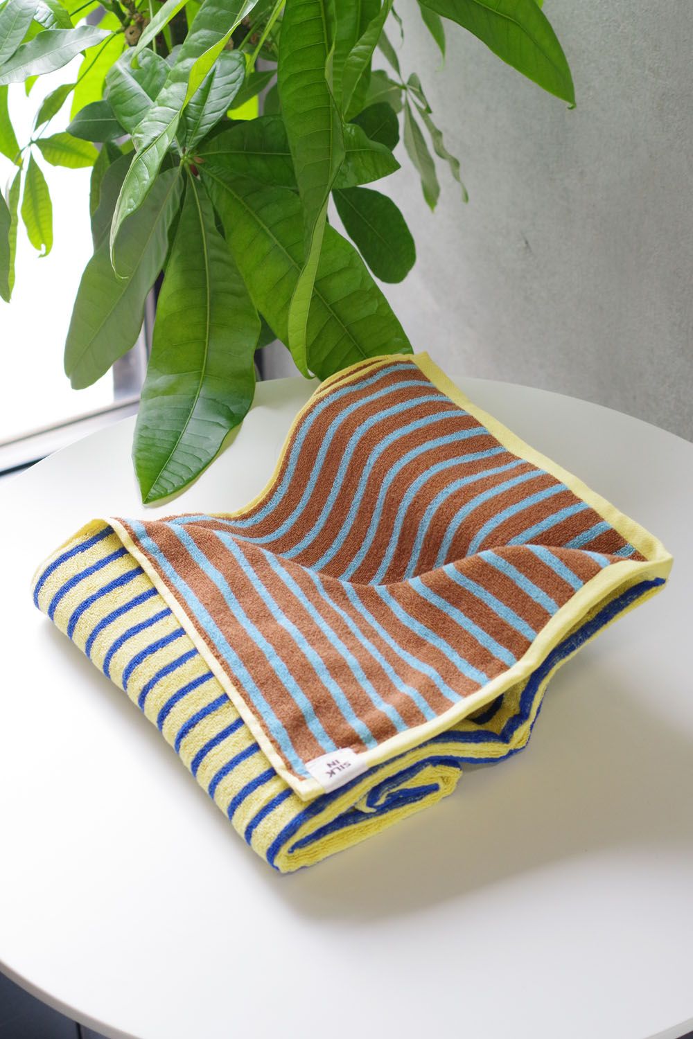 Stripe Bath Towel / シルク混  ストライプ バスタオル (ブラウン)