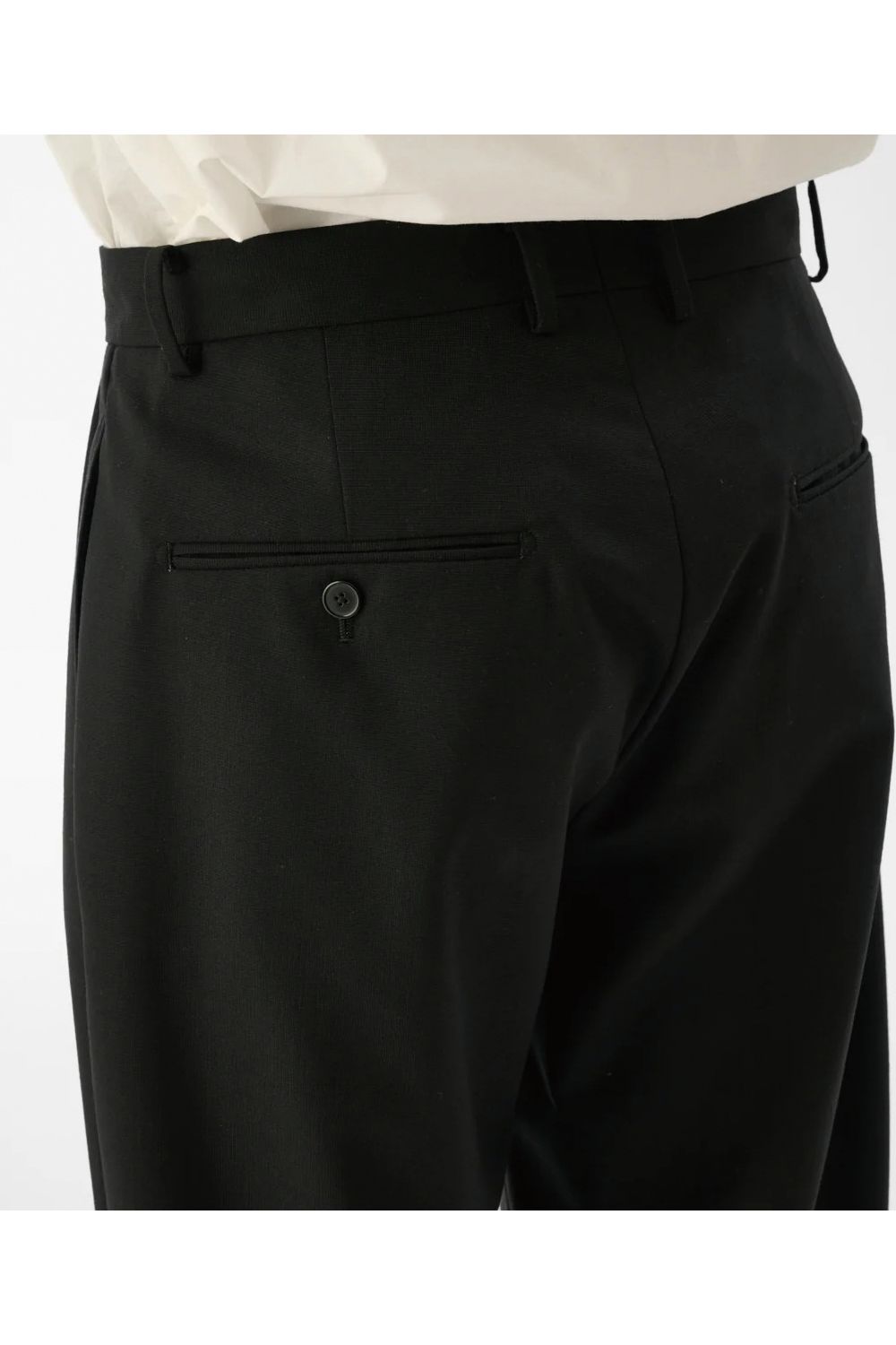 WOOL CLAMSKIN / ウール カームスキン テーパードパンツ (ブラック)