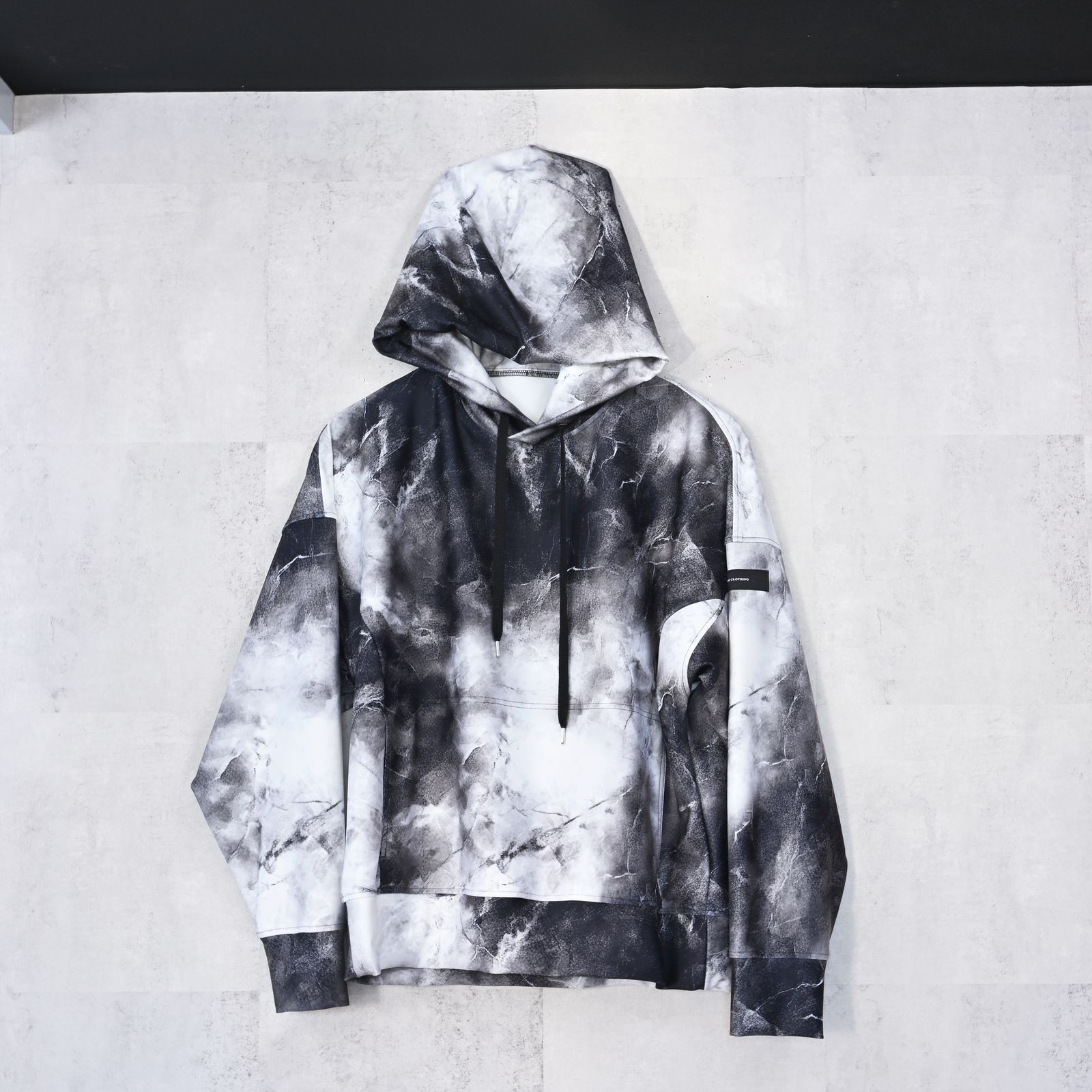OVER HOODIE / トリコット オーバーパーカー (マーブルブラック) (1月上旬入荷予定) ※オーダー締切:9月7日(月)17時
