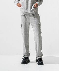 VELOURS FLEECE WIDE HEAD CARGO / 裏起毛 ベロアフリース ワンタックカーゴパンツ (グレー) (11月中旬入荷予定) ※オーダー締切:9月7日(月)17時