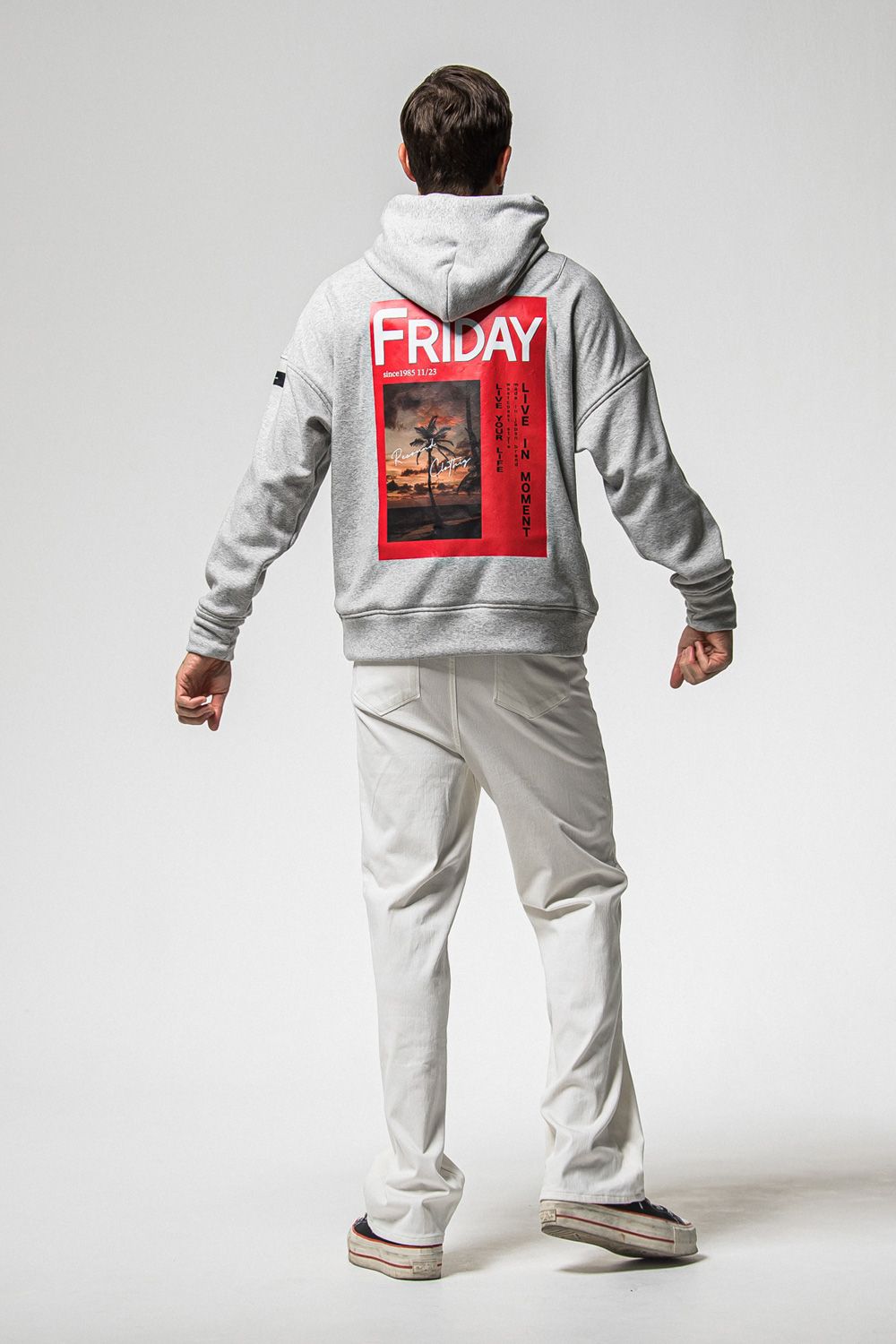 FRAIDAY OLD COVER VELOURS FLEECE HOODIE / 裏ベロアフリース カバーデザイン ロングスリーブ フーディー (グレー) (11月上旬入荷予定) ※オーダー締切：9月1日(月)18:00