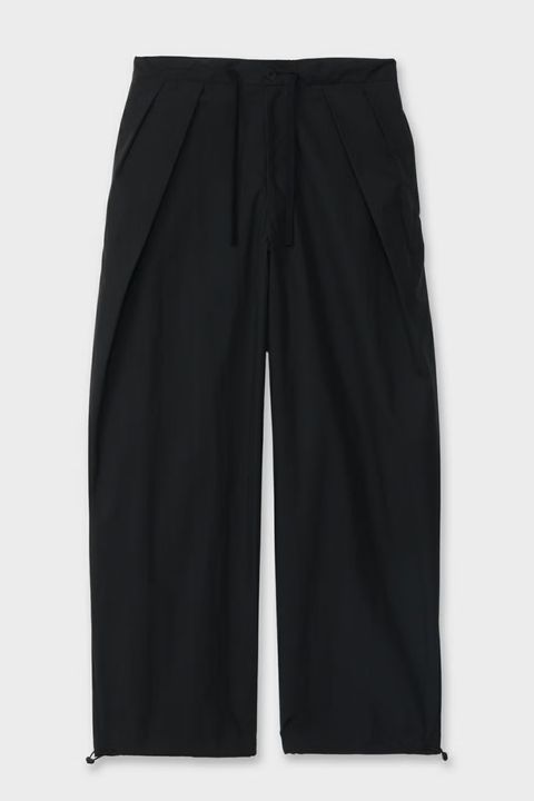 DRAWSTRING WIDE TROUSERS / ドローストリング ワイドパンツ (ブラック）