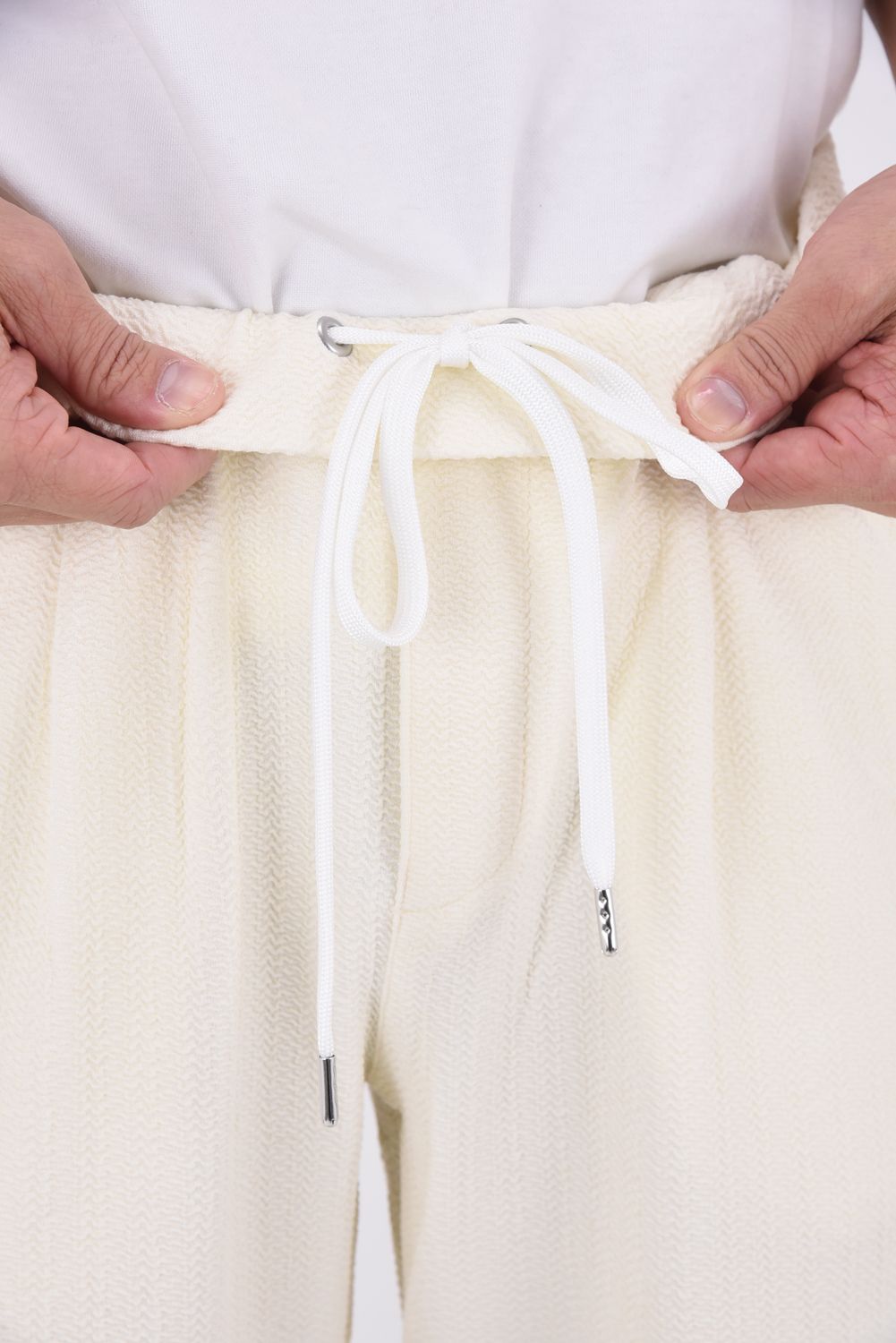 SEMI WIDE TUCK PANTS / ブリスターニット セミワイド ワンタックイージーパンツ (オフホワイト)