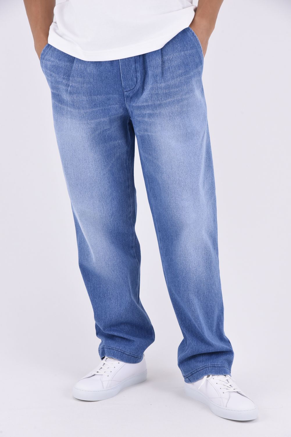 EX DENIM JERSEY WIDE PT / スラックス型 ワイドシルエットジャージーンズ ライトインディゴ