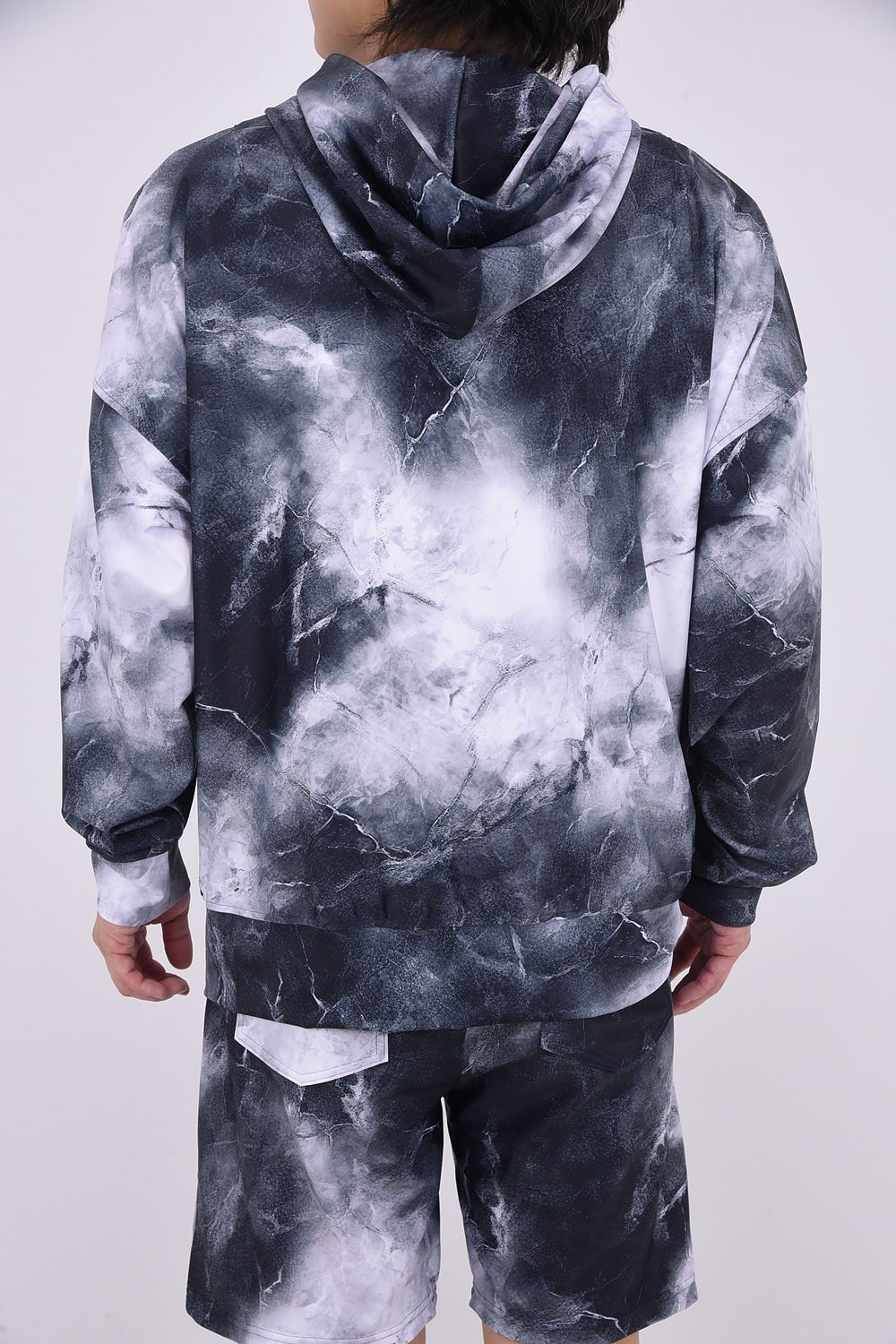 RUSH  OVER  ZIPUP HOODIE / ラッシュオーバー ジップアップパーカー マーブルブラック