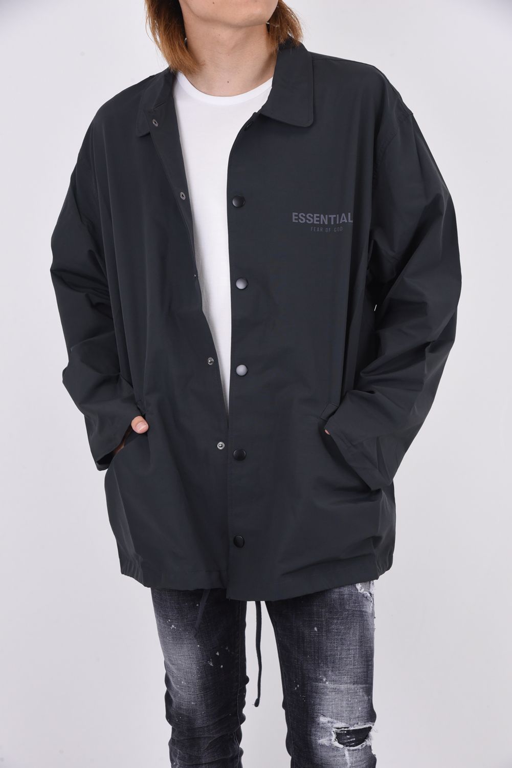 FOG ESSENTIALS - COACH JACKET BLACK LOGO / バック ブラックロゴ ...