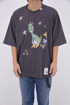 LEON KIDS DOODLE T-shirt / キャラクタープリント 刺繍ワッペン Tシャツ (ブラック)