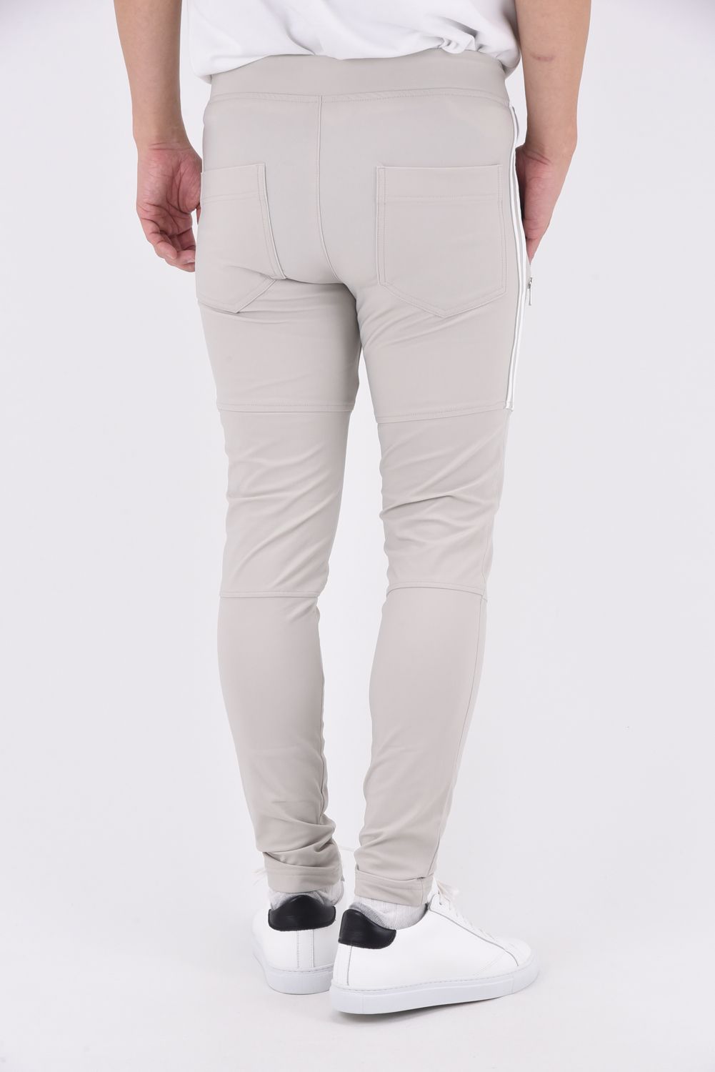 JOHNSON LINE HEAT PT / 【定番商品】 裏ボアフリース ハイブリットジャージー ラインパンツ グレー/ホワイト