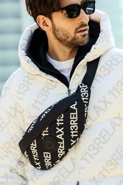 BATTING LOGO WAIST BAG / キルティング サークルロゴ ボディバッグ ブラック / ホワイト