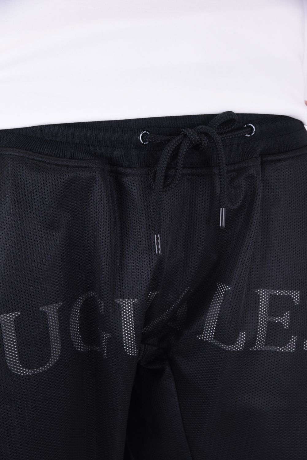 《1PIU1UGUALE3 RONE》 R[10] 113 LAYERED MESH EASY SHORTS  BLACK / 113ロゴ レイヤード メッシュ ショーツ ブラック