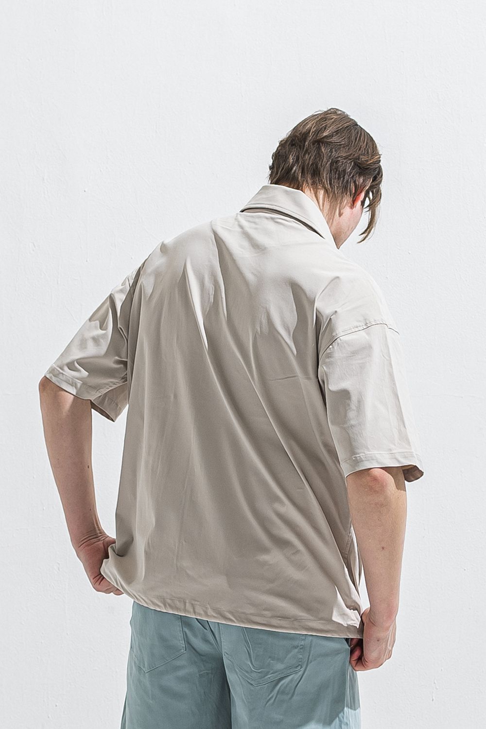 NYLON HALF COACH JACKET / ナイロン ハーフコーチジャケット （グレージュ） (5月中旬頃入荷予定) ※オーダー締切2月15日(日)18時