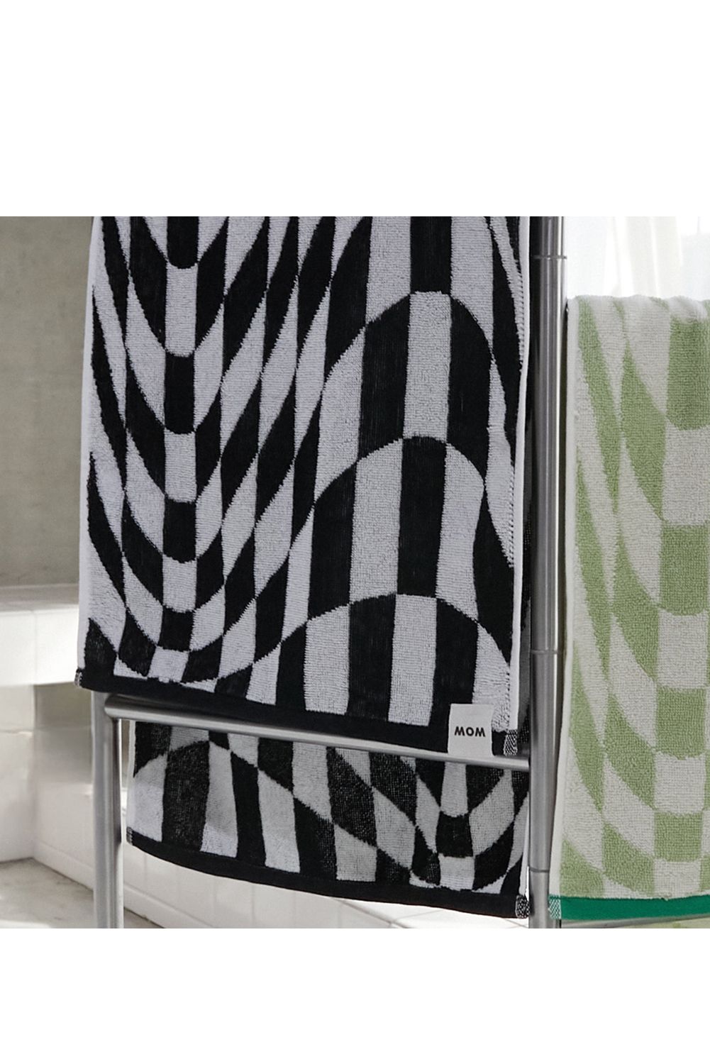 Check Bath Towel / シルク混 チェック バスタオル (ブラック)
