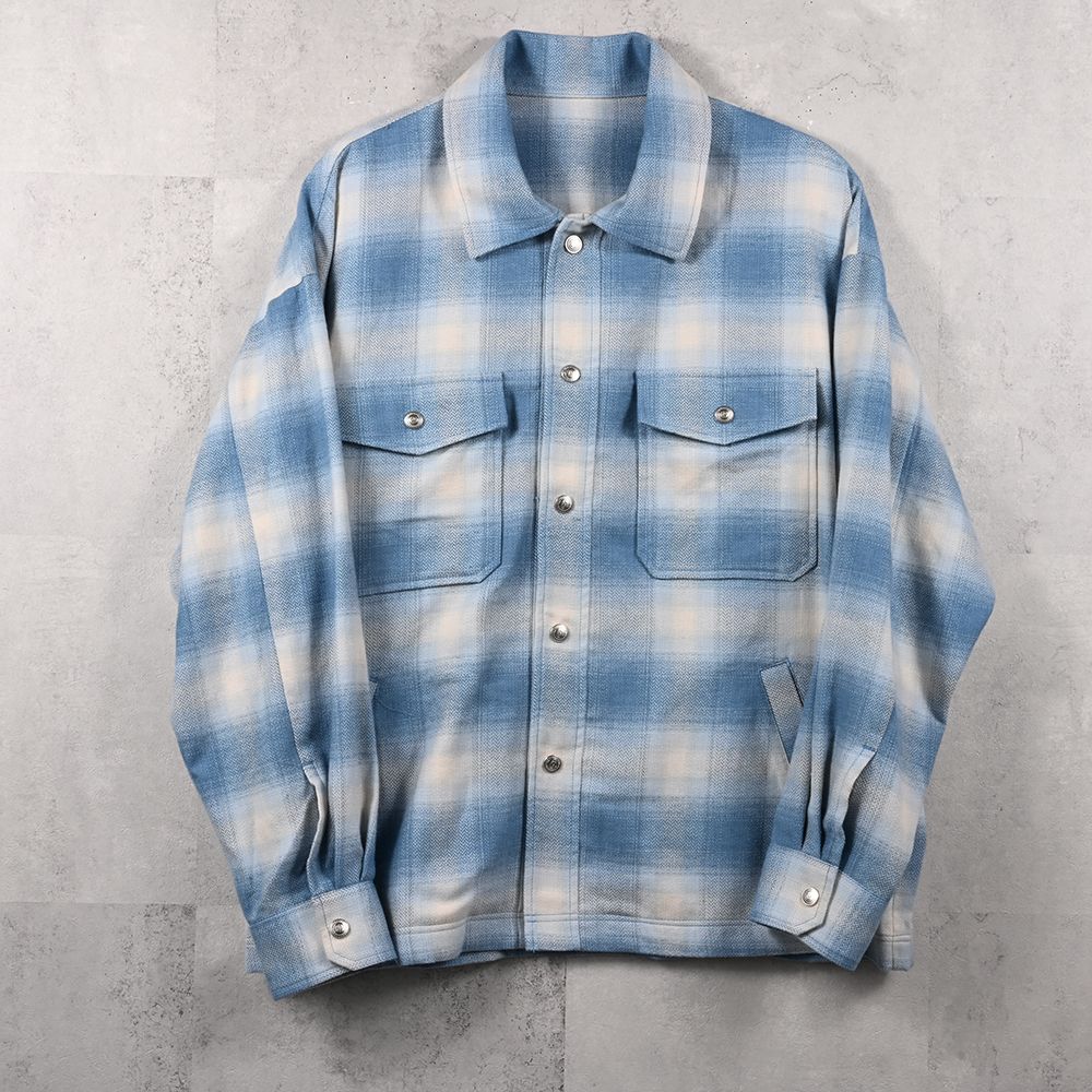 flannel check JK  / オンブレチェック ネルシャツジャケット (サックス) (8月末入荷予定) ※オーダー締切:5月23日(土)17時