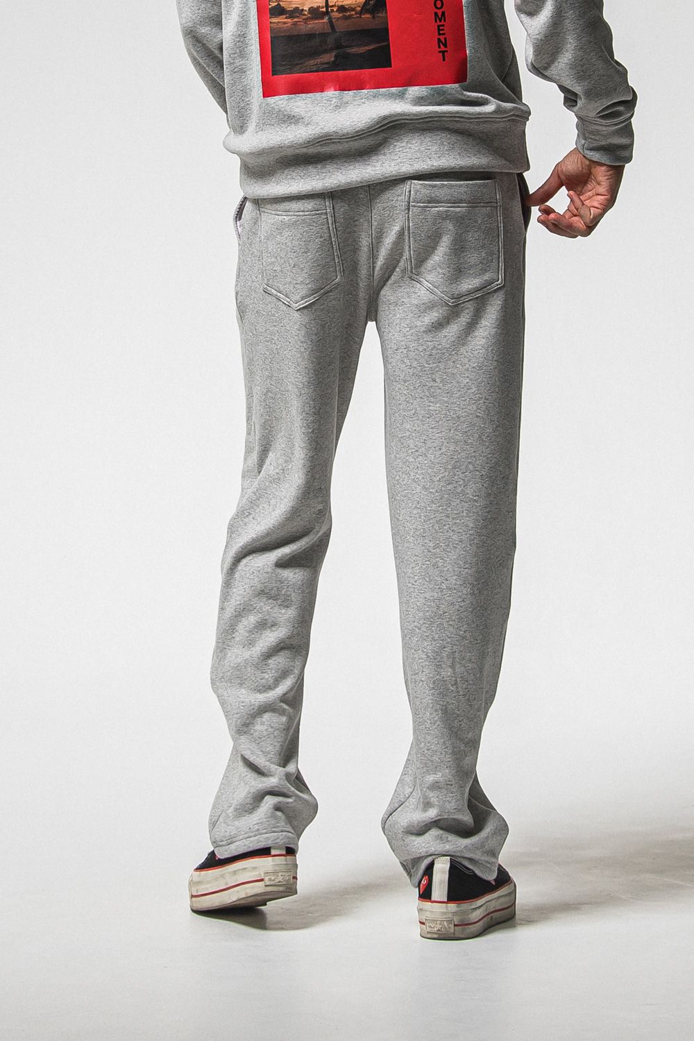 VELOURS FLEECE WIDE TUCK PANTS / 裏起毛 ベロアフリース セミワイド ワンタック イージーパンツ (グレー) (11月中旬入荷予定) ※オーダー締切：9月1日(月)18:00