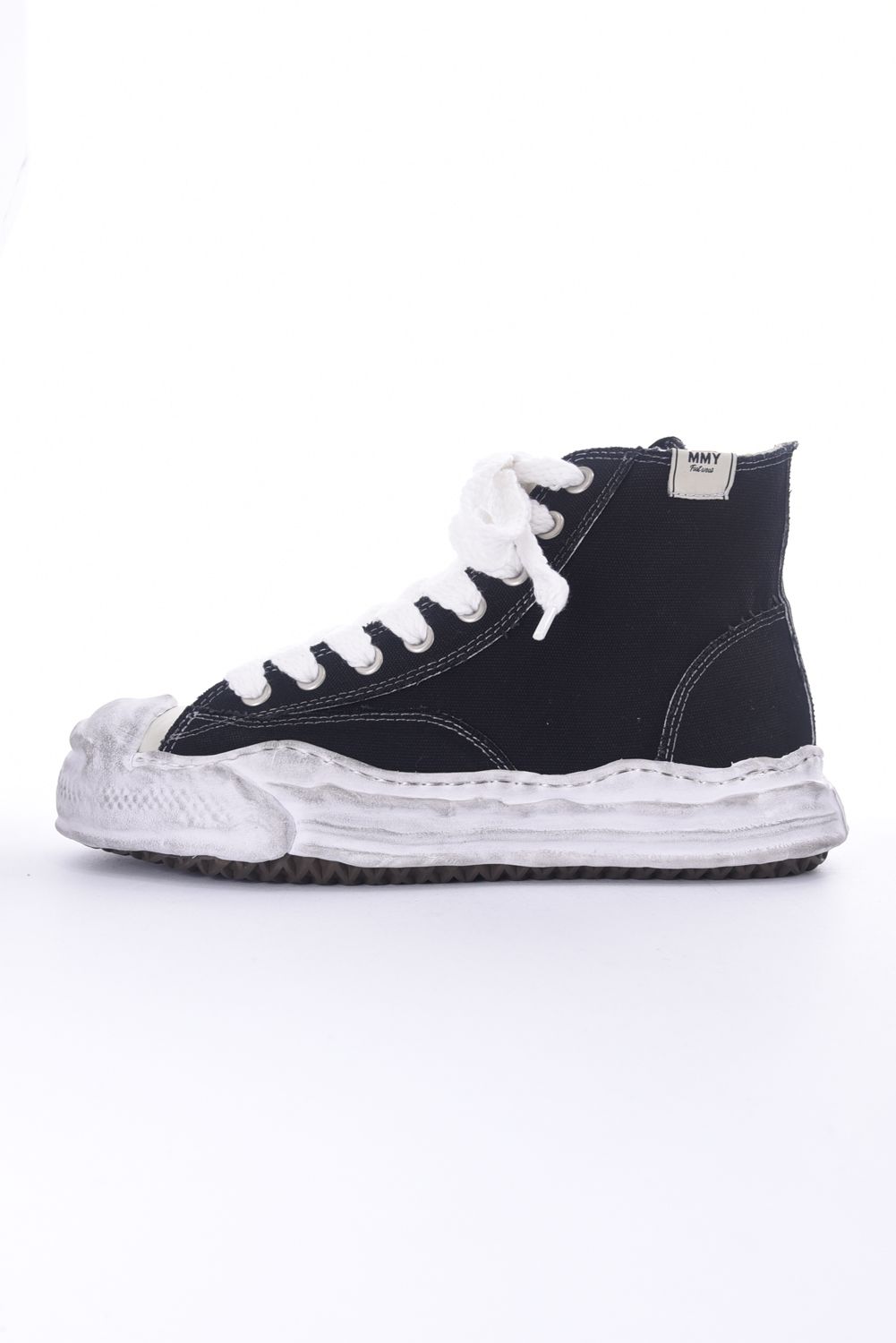 "HANK HIGH" OG distressed effect sole canvas High-Top sneaker / オリジナルソール キャンバスハイカット スニーカー ブラック