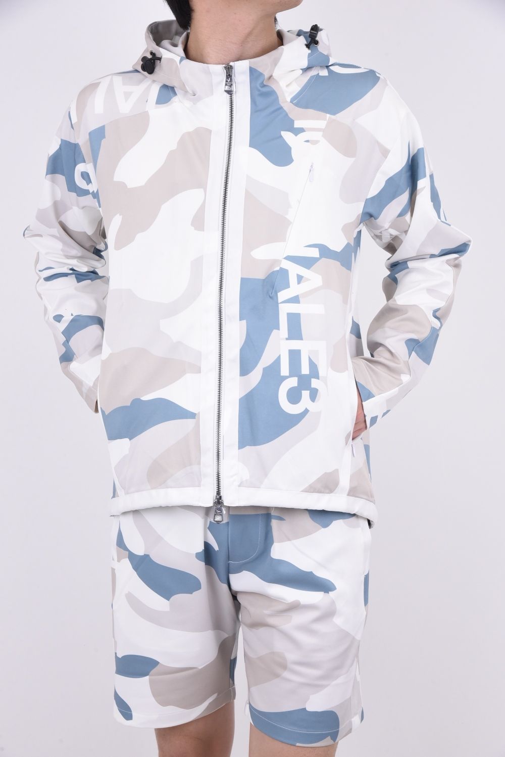 1PIU1UGUALE3 RELAX - 1PIU1RELAX CAMO LOGO ZIP HOODIE