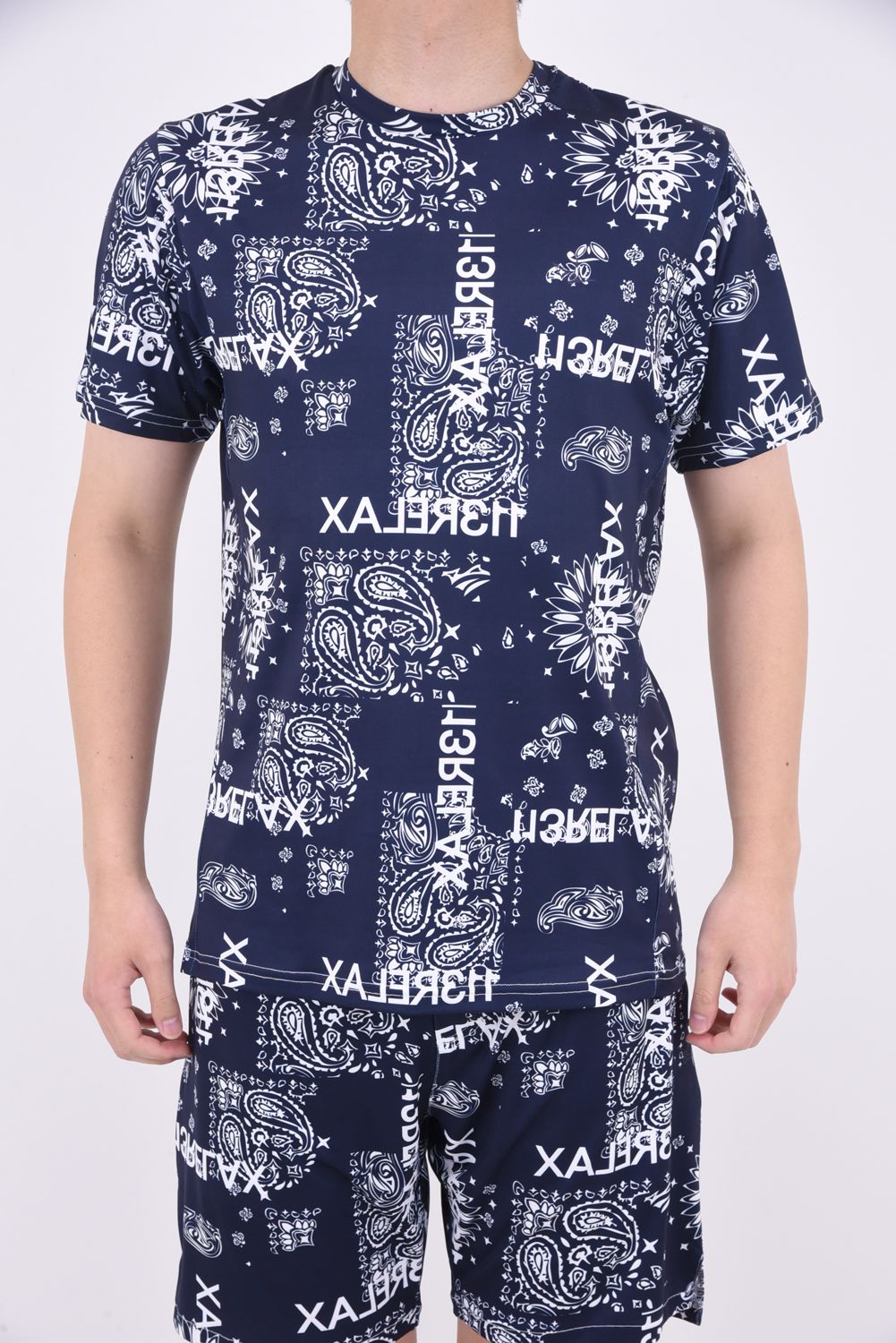 ALOHA PAISLEY T-SHIRTS / ペイズリー柄 半袖ラッシュガード ネイビー