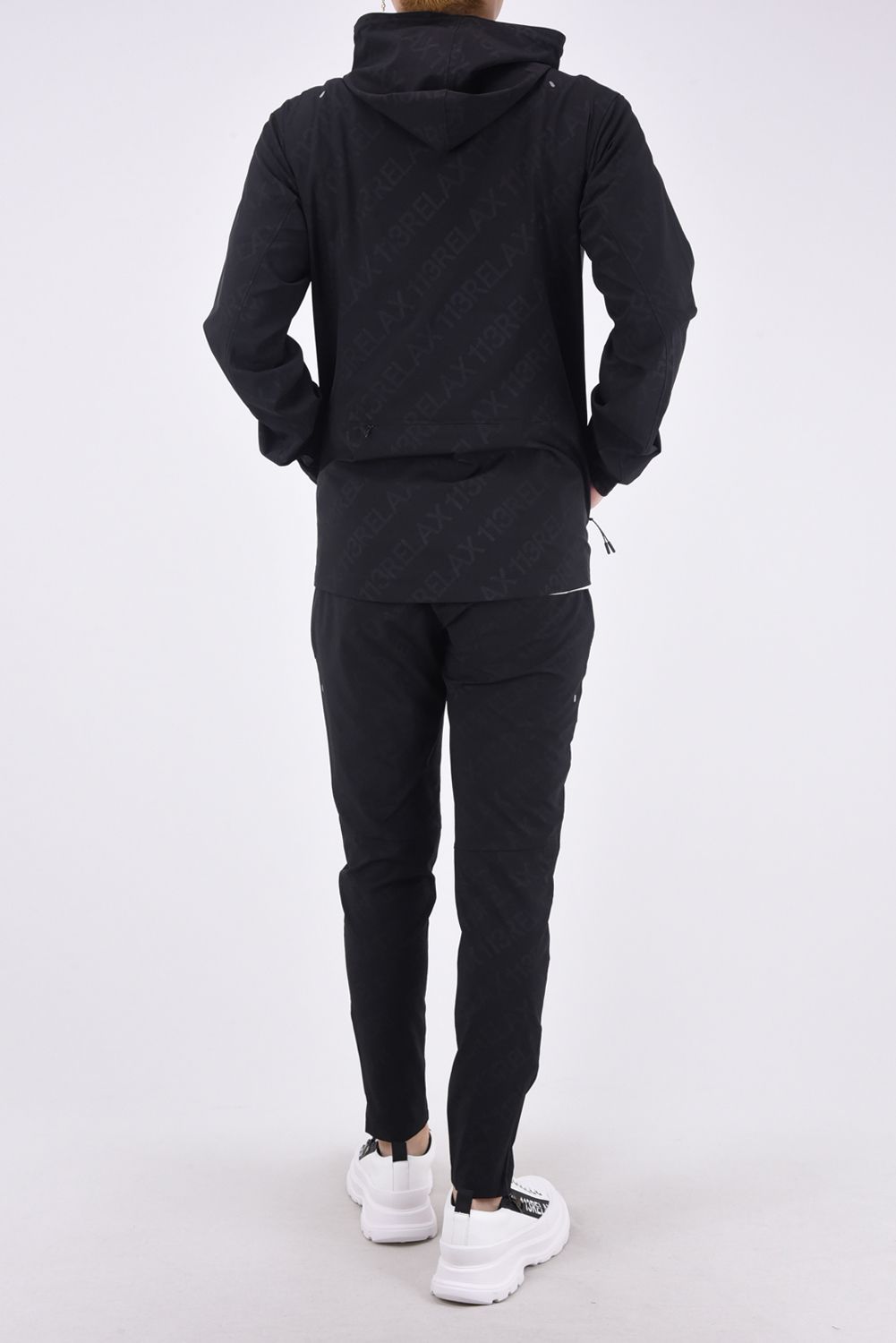 RUNNING DIAGONAL LOGO  PANTS  / ランニング ダイアゴナル ロゴ ロングパンツ ブラック