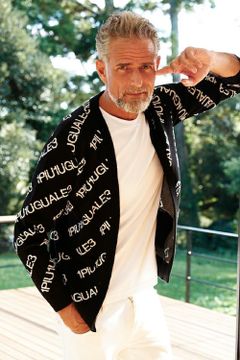 113 BUTTONLESS CARDIGAN / バイアスロゴ ボタンレス カーディガン ブラック