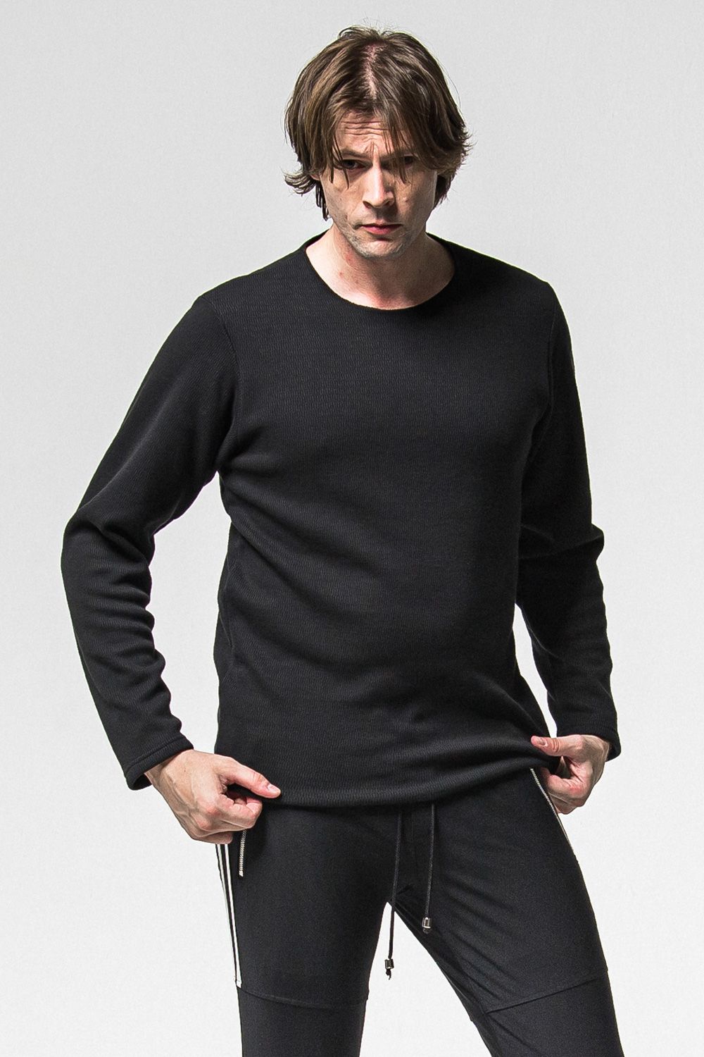 VELOURS FLEECE NEO THERMAL / サーマル生地 ロングスリーブ Tシャツ (ブラック) (10月中旬入荷予定) ※オーダー締切：9月1日(月)18:00