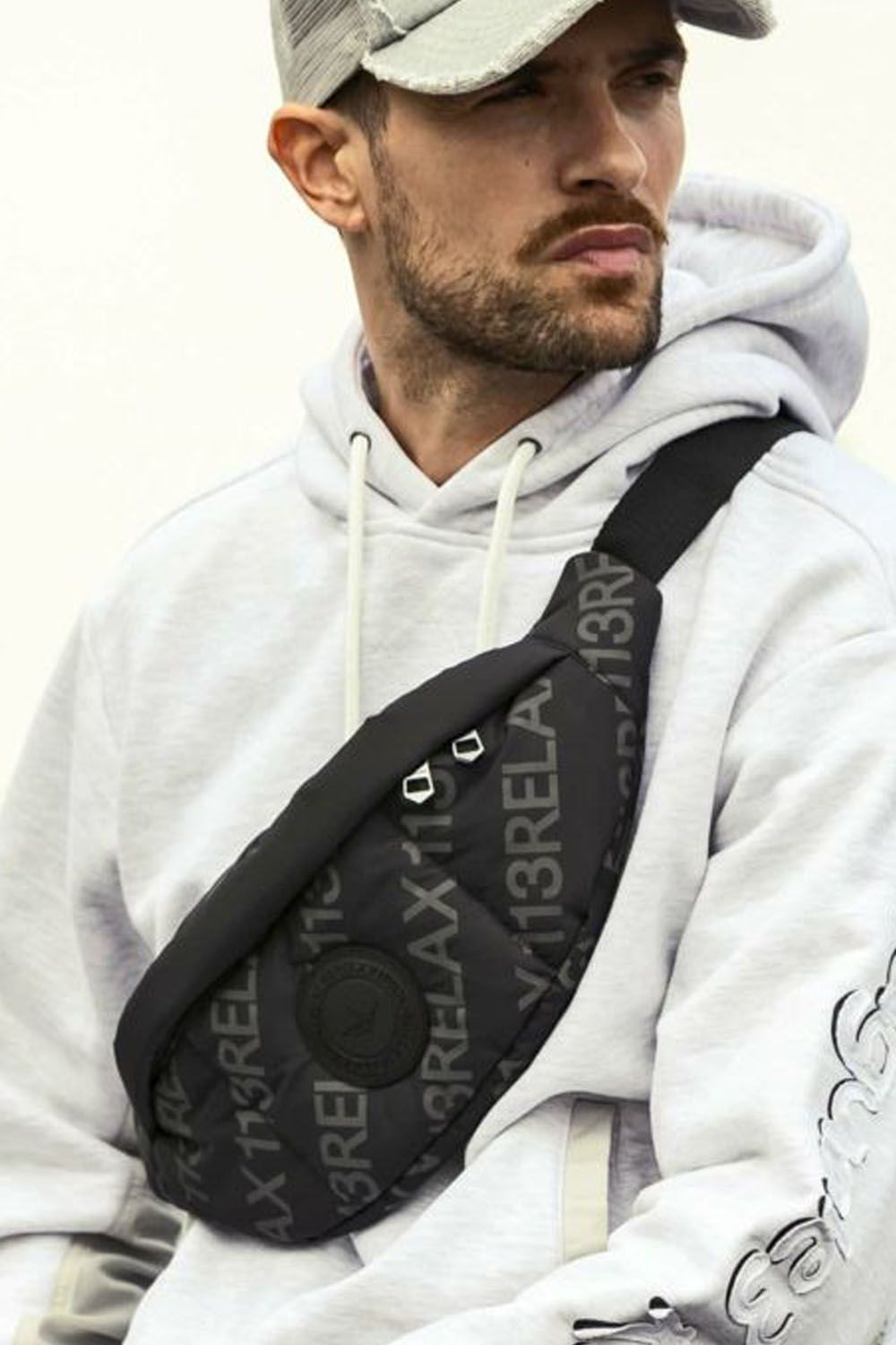 BATTING LOGO WAIST BAG / キルティング サークルロゴ ボディバッグ ブラック / ブラック