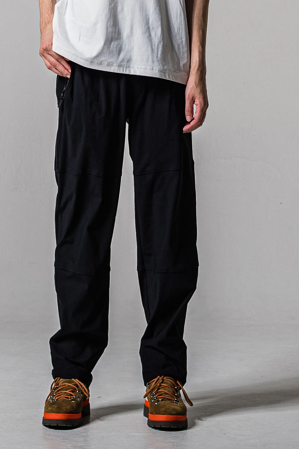 Johnson LINE WIDE PT / 360°ストレッチ ワイドシルエット ジョンソンラインパンツ (ブラック/ブラック) (1月末入荷予定)